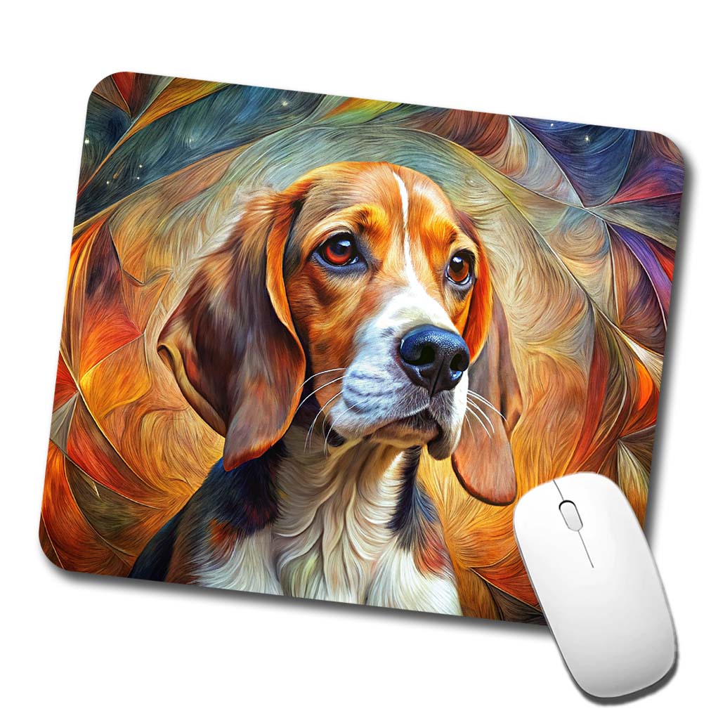 Beagle Dog Abstract Art Low Profile Mouse Pad Mat