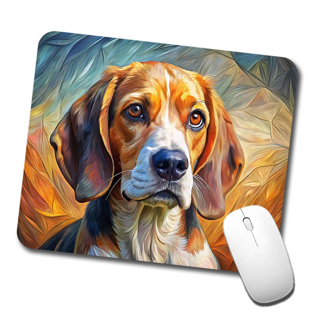 Beagle Dog Expressionism Art Low Profile Mouse Pad Mat