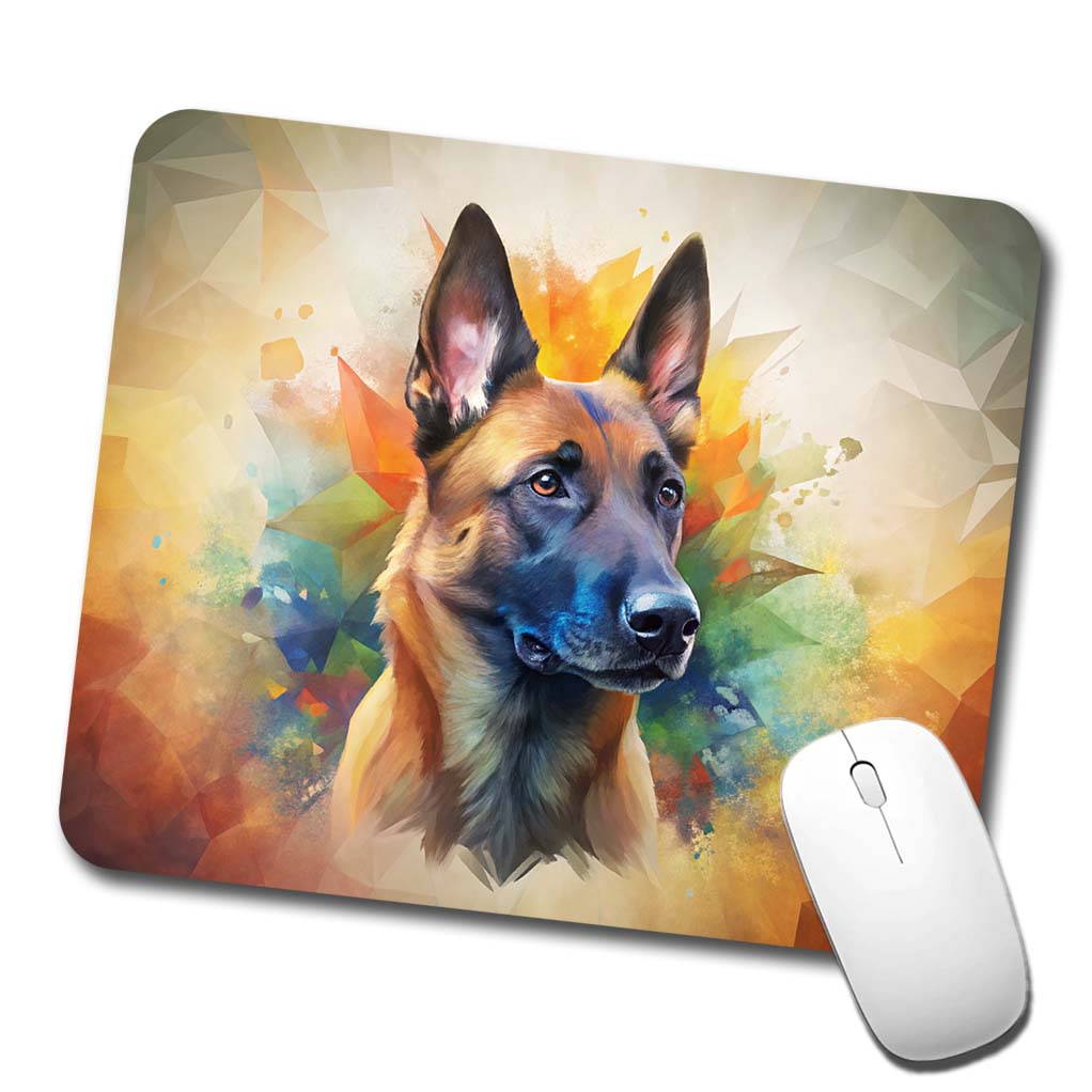 Belgian Malinois Dog Abstract Art Low Profile Mouse Pad Mat