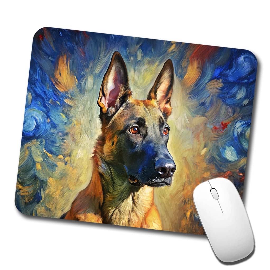 Belgian Malinois Dog Expressionism Art Low Profile Mouse Pad Mat