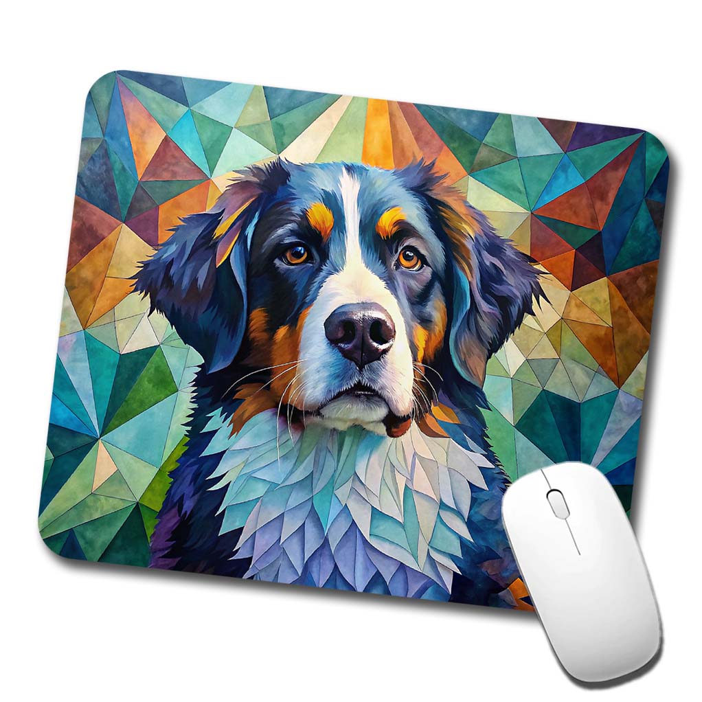 Bernese Mountain Dog Abstract Art Low Profile Mouse Pad Mat