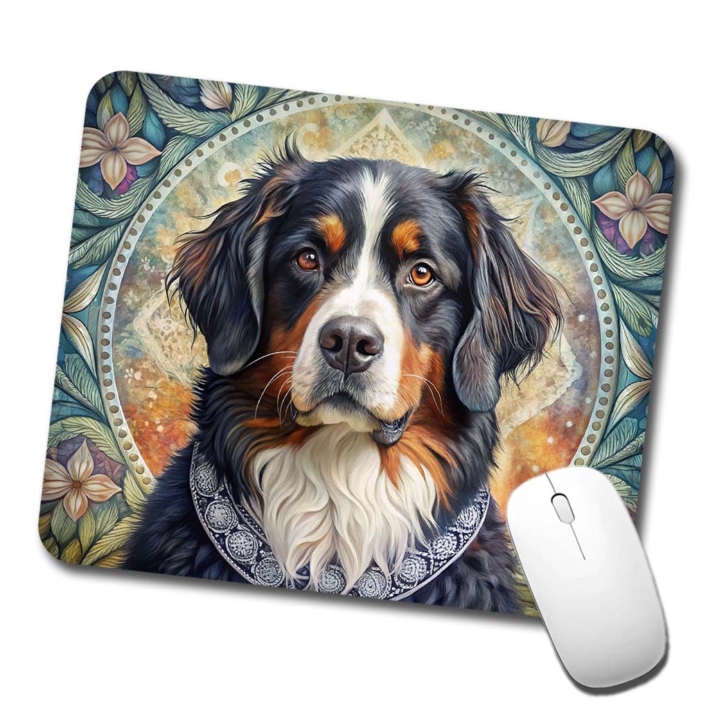 Bernese Mountain Dog French Bohemian Art Low Profile Mouse Pad Mat