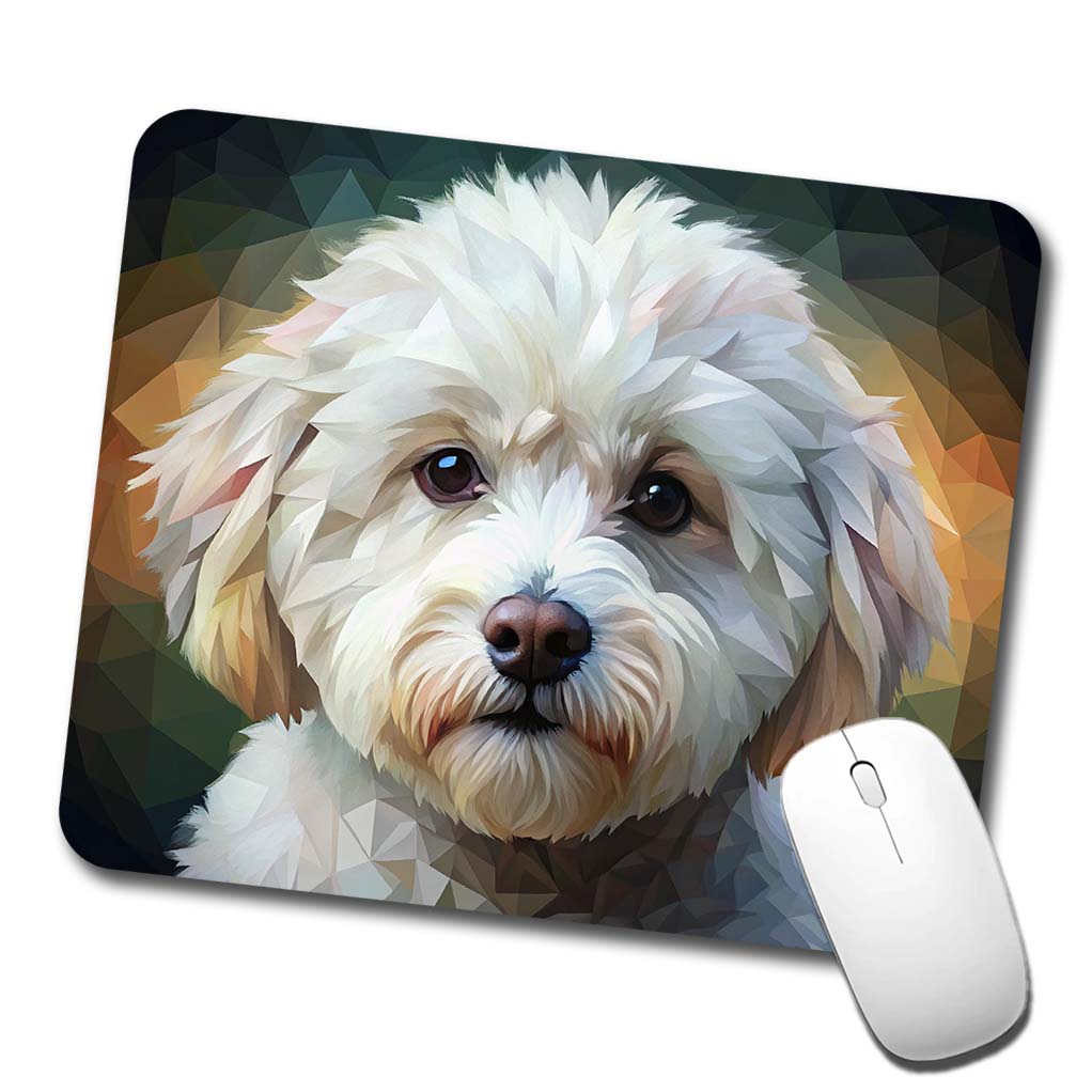 Bichon Frise Dog Abstract Stylized Art Low Profile Mouse Pad Mat