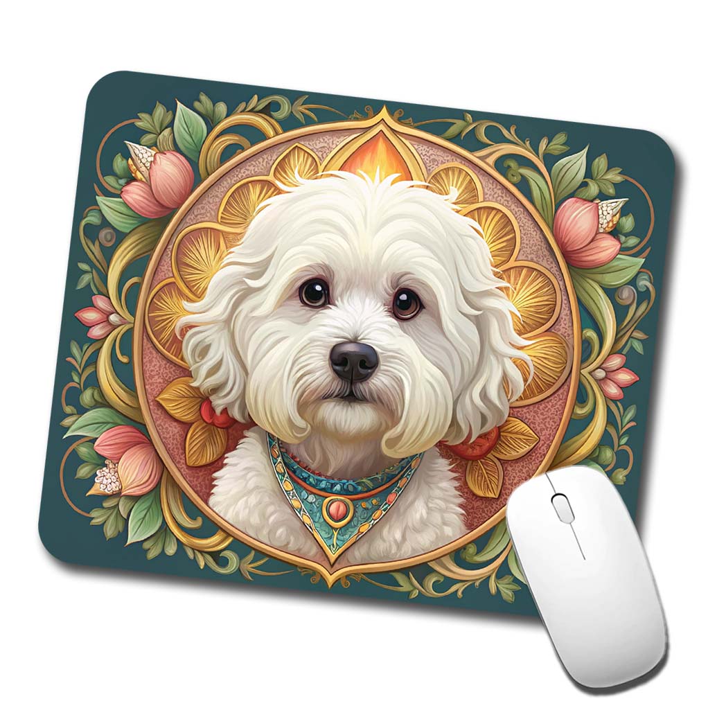 Bichon Frise Dog Art Nouveau Low Profile Mouse Pad Mat
