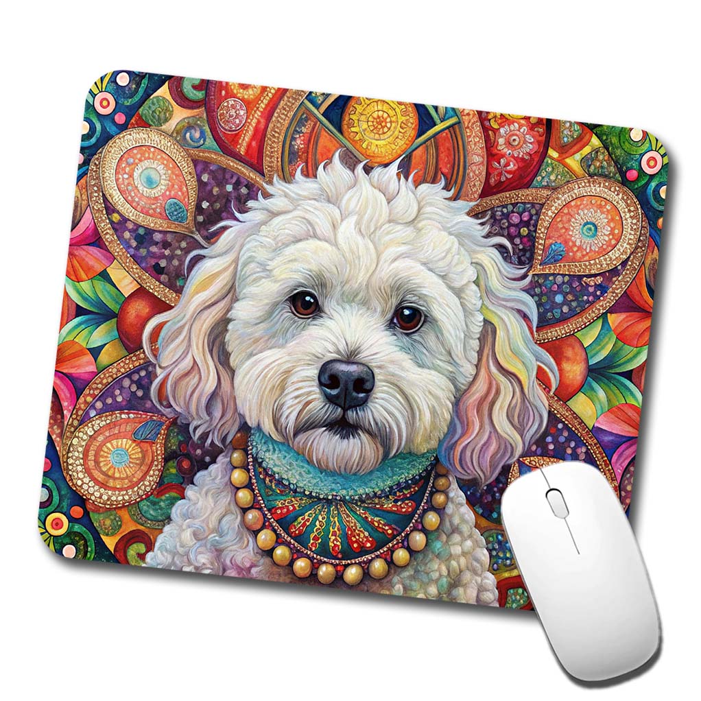 Bichon Frise Dog Bohemian Art Low Profile Mouse Pad Mat