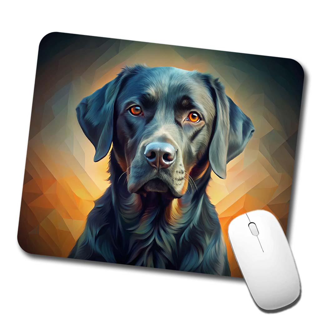 Black Labrador Retriever Dog Abstract Stylized Art Low Profile Mouse Pad Mat