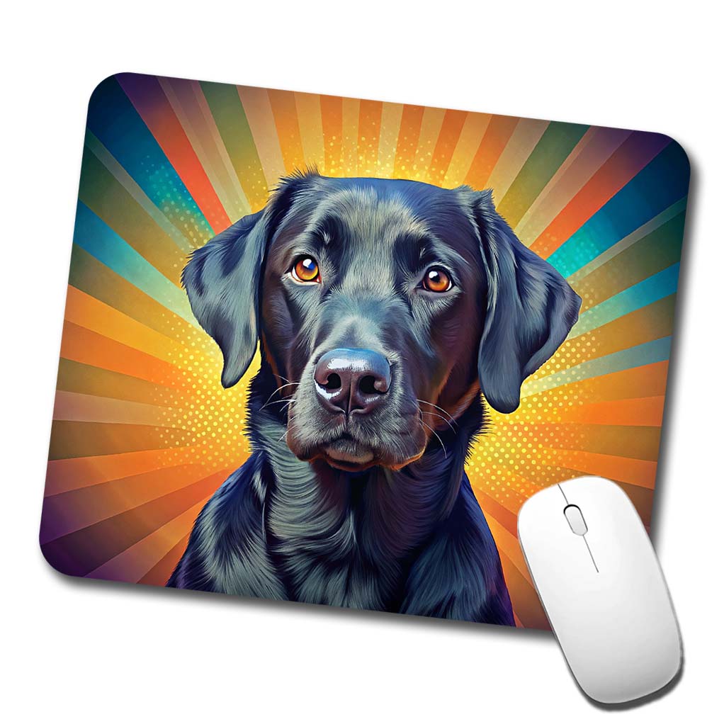 Black Labrador Retriever Dog Pop Art Low Profile Mouse Pad Mat