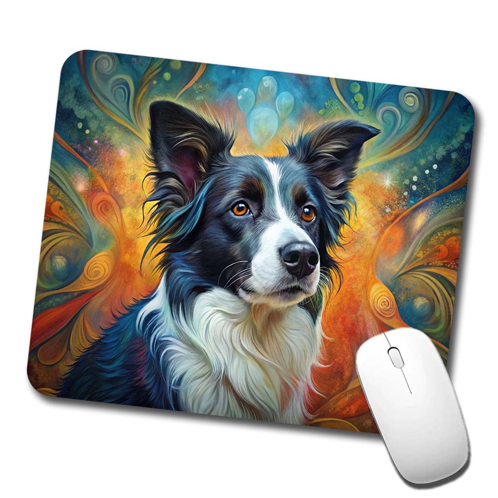 Border Collie Dog Abstract Art Low Profile Mouse Pad Mat
