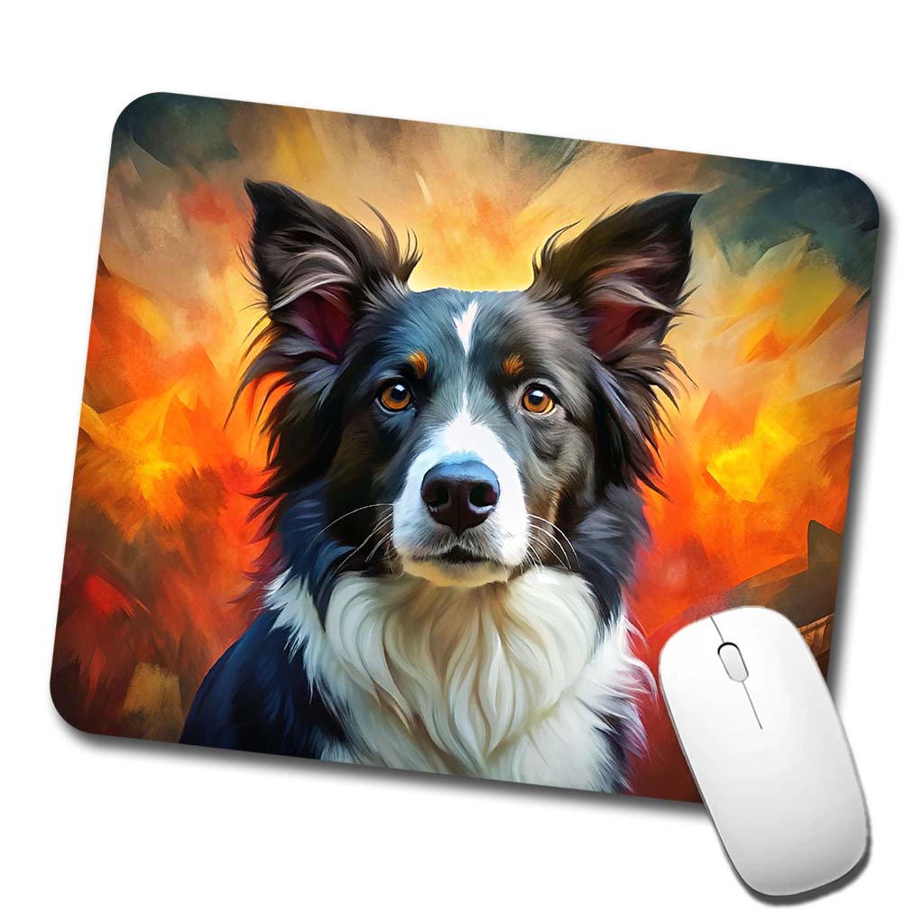 Border Collie Dog Expressionism Art Low Profile Mouse Pad Mat