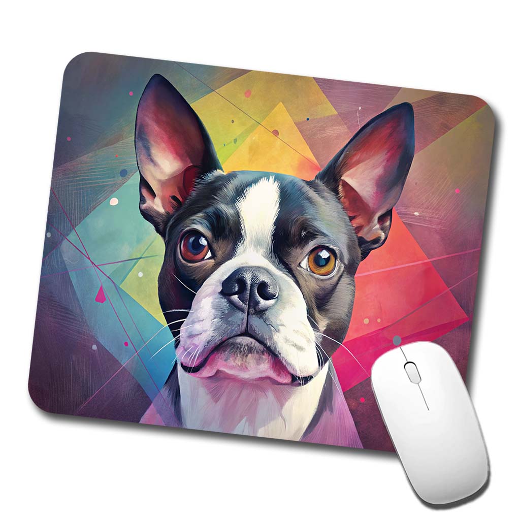 Boston Terrier Dog Contemporary Art Low Profile Mouse Pad Mat