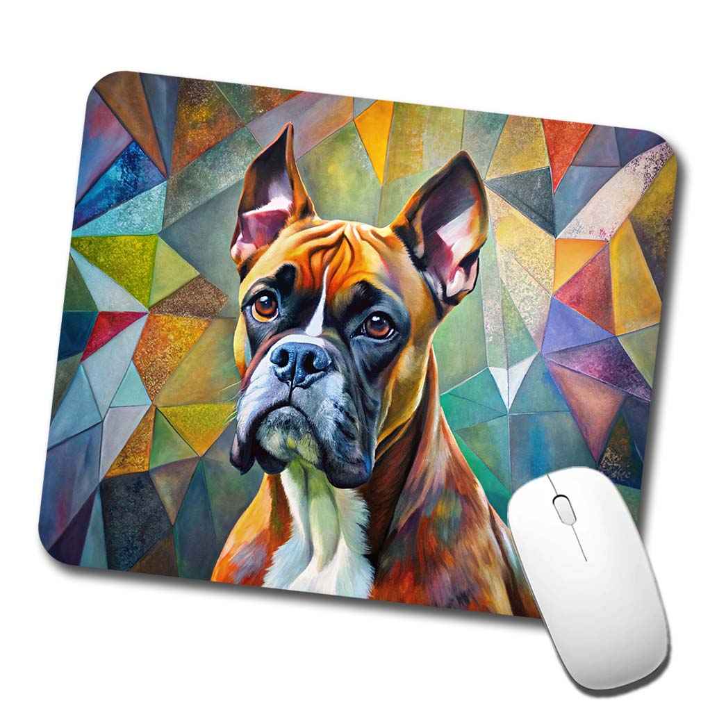 Boxer Dog Abstract Art Low Profile Mouse Pad Mat