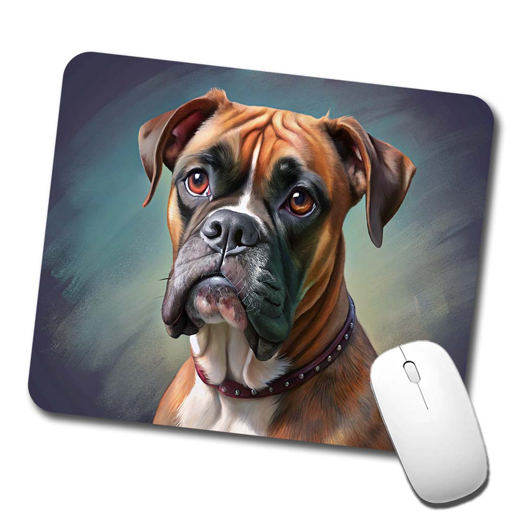 Boxer Dog Illustration Low Profile Mouse Pad Mat