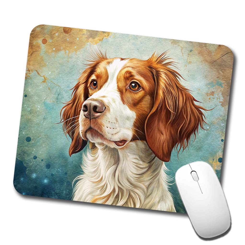 Brittany Spaniel Dog Art Nouveau Low Profile Mouse Pad Mat