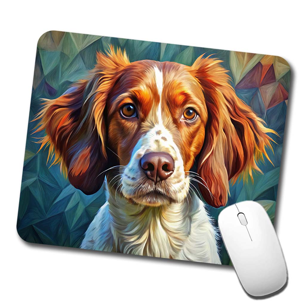 Brittany Spaniel Dog Expressionism Art Low Profile Mouse Pad Mat
