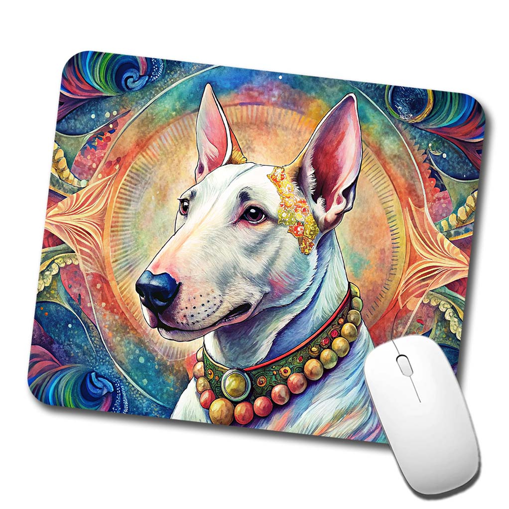 Bull Terrier Dog Bohemian Art Low Profile Mouse Pad Mat