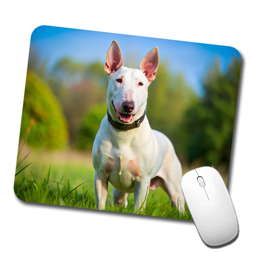 Bull Terrier Dog Photo Low Profile Mouse Pad Mat