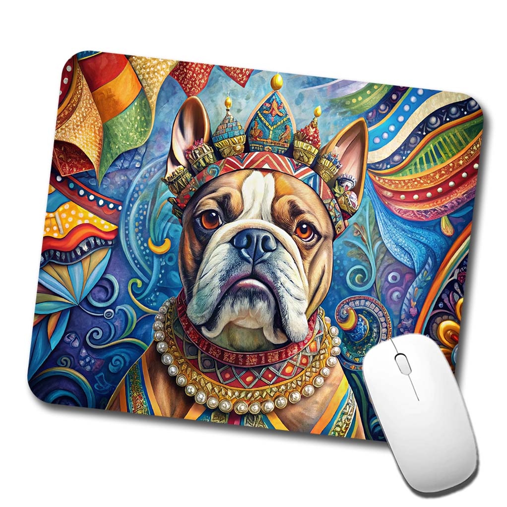 Bulldog Dog French Bohemian Art Low Profile Mouse Pad Mat