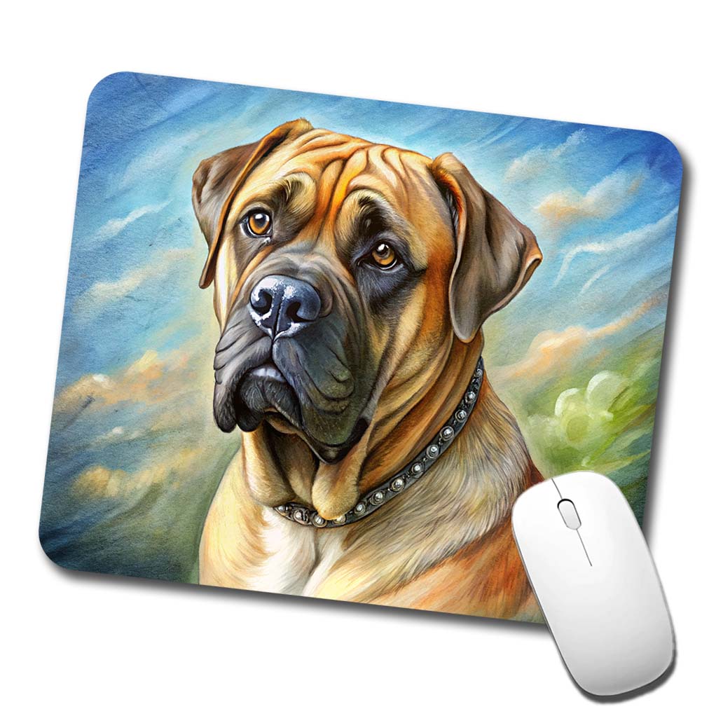 Bullmastiff Dog Illustration Low Profile Mouse Pad Mat