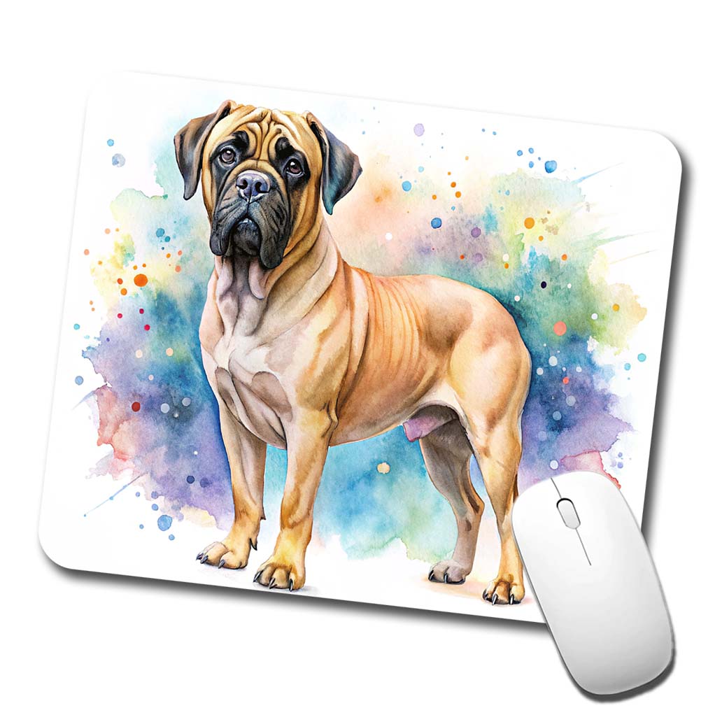 Bullmastiff Dog Watercolor Style Low Profile Mouse Pad Mat