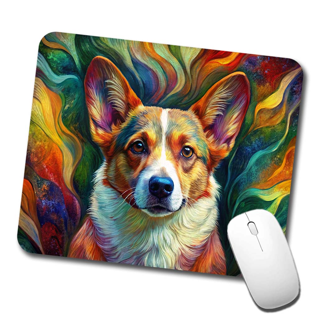 Cardigan Welsh Corgi Dog Abstract Art Low Profile Mouse Pad Mat