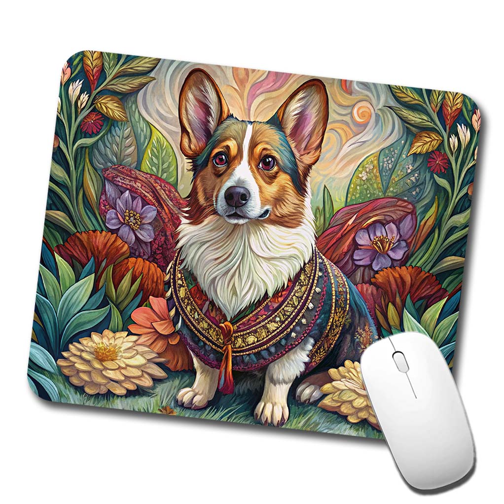 Cardigan Welsh Corgi Dog French Bohemian Art Low Profile Mouse Pad Mat