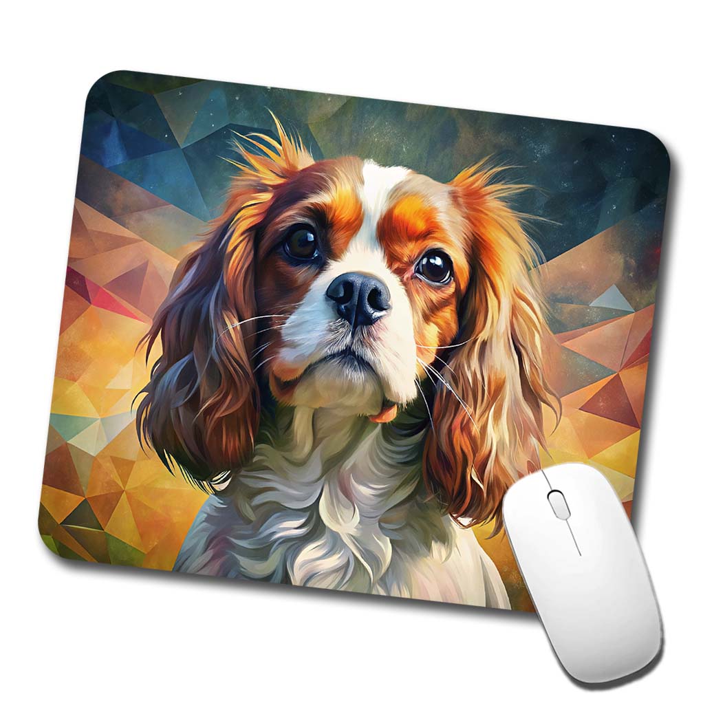 Cavalier King Charles Spaniel Dog Abstract Art Low Profile Mouse Pad Mat