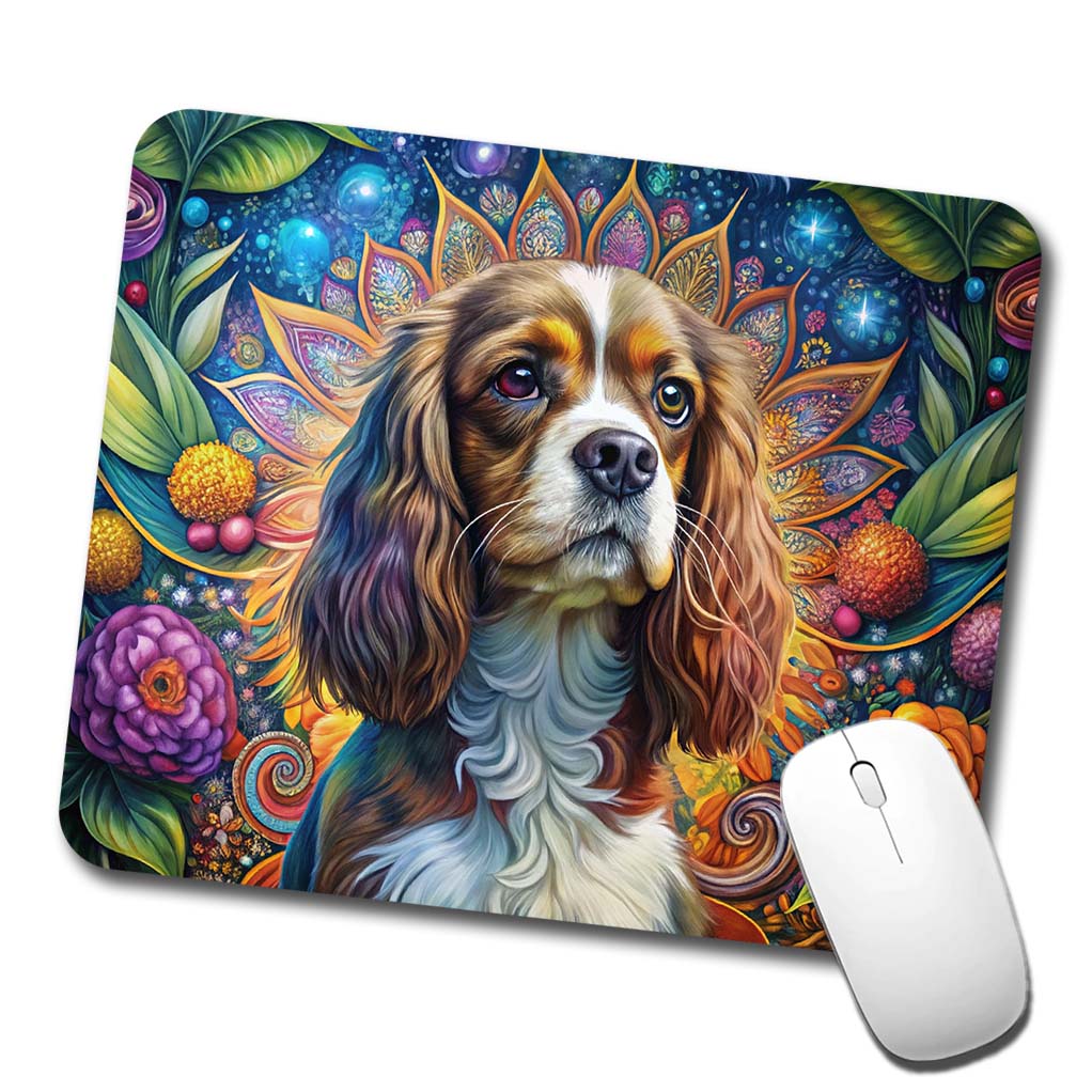 Cavalier King Charles Spaniel Dog Bohemian Art Low Profile Mouse Pad Mat