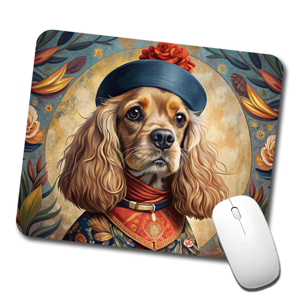 Cavalier King Charles Spaniel Dog French Bohemian Art Low Profile Mouse Pad Mat