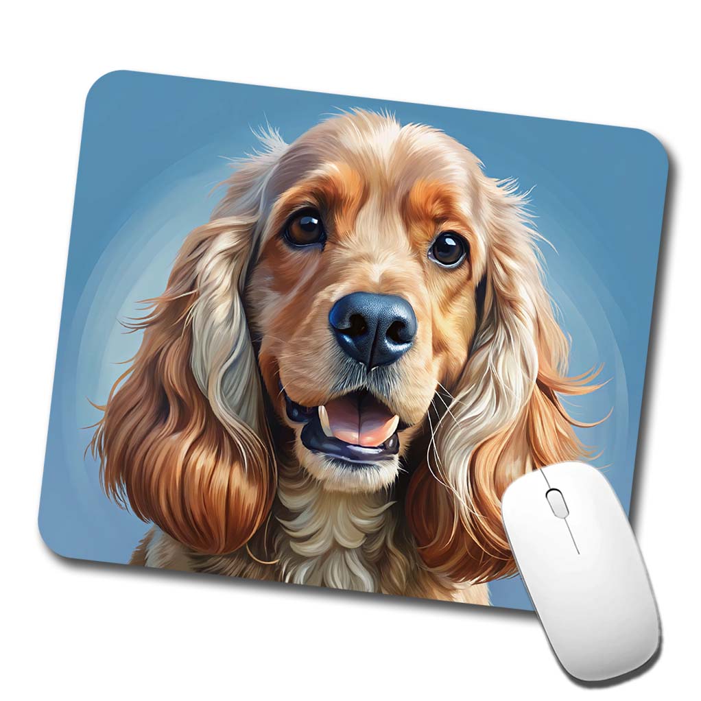 Cocker Spaniel Dog Illustration Low Profile Mouse Pad Mat