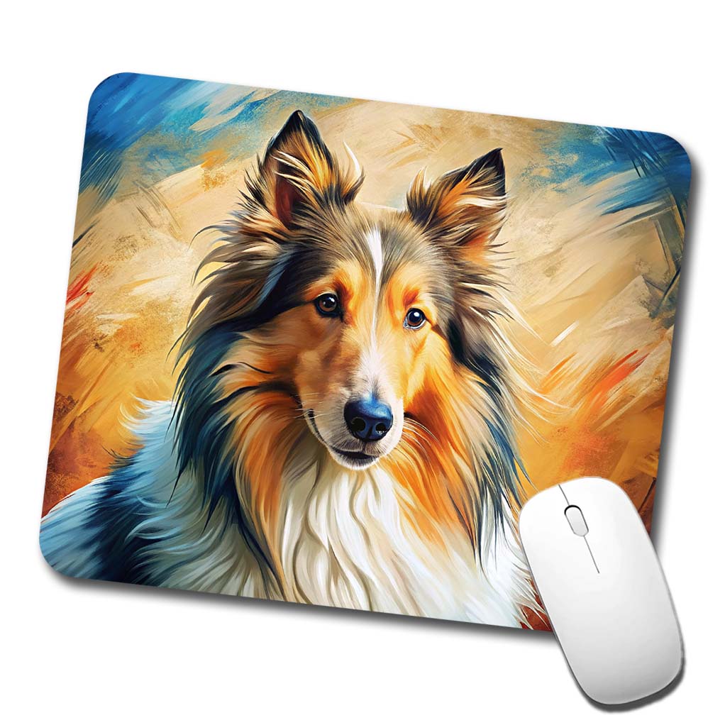 Collie Dog Expressionism Art Low Profile Mouse Pad Mat