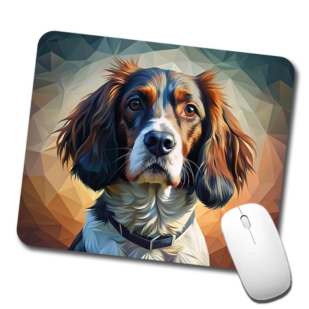 English Springer Spaniel Dog Abstract Stylized Art Low Profile Mouse Pad Mat