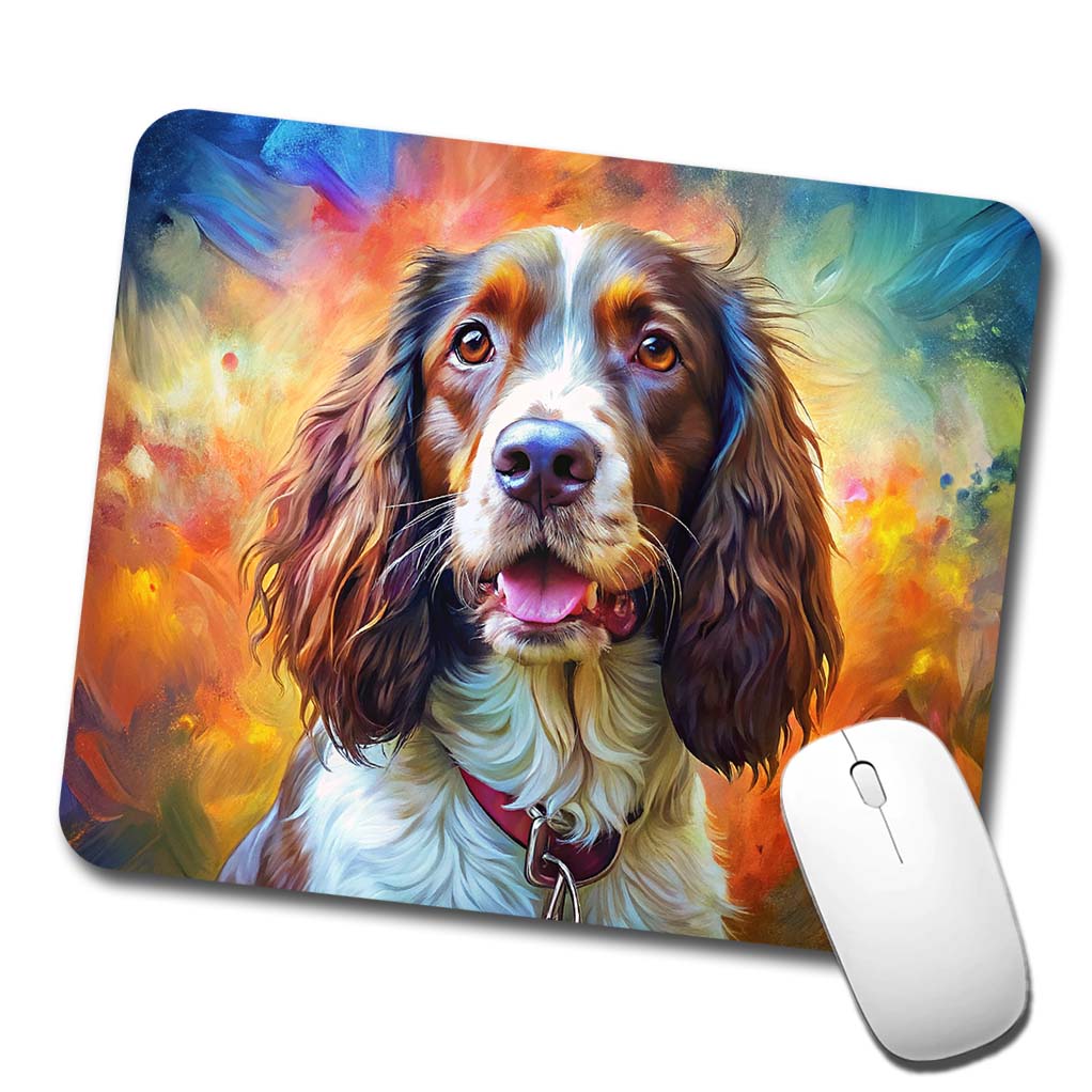 English Springer Spaniel Dog Expressionism Art Low Profile Mouse Pad Mat