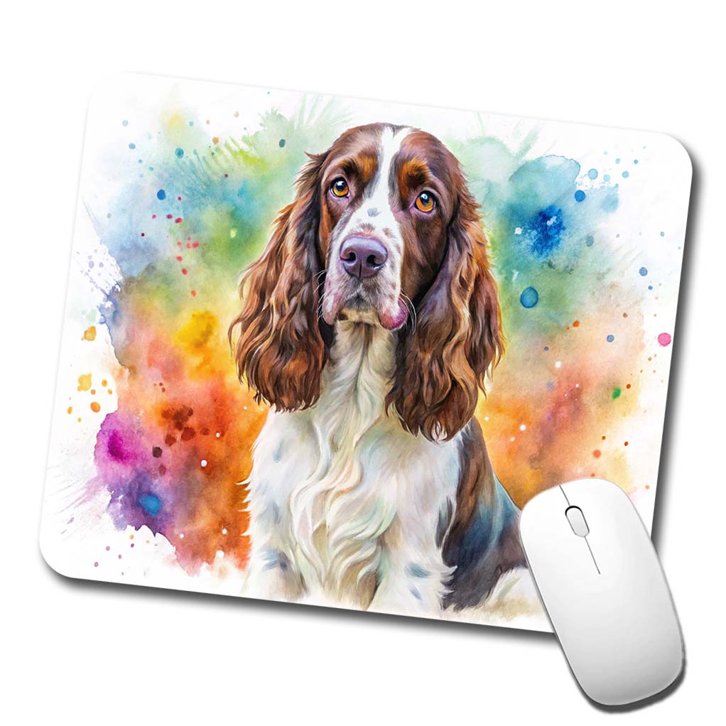 English Springer Spaniel Dog Watercolor Style Low Profile Mouse Pad Mat
