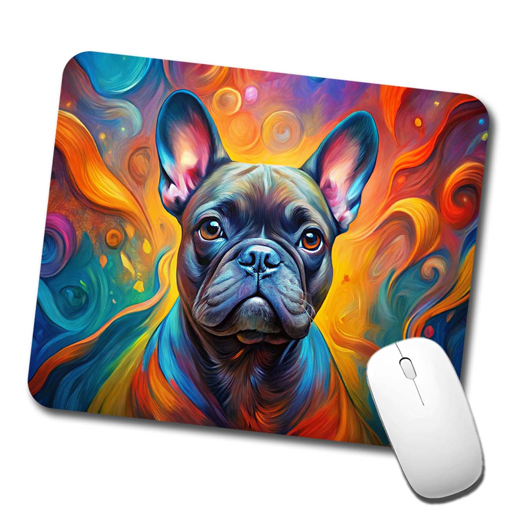 French Bulldog Frenchie Dog Abstract Art Low Profile Mouse Pad Mat