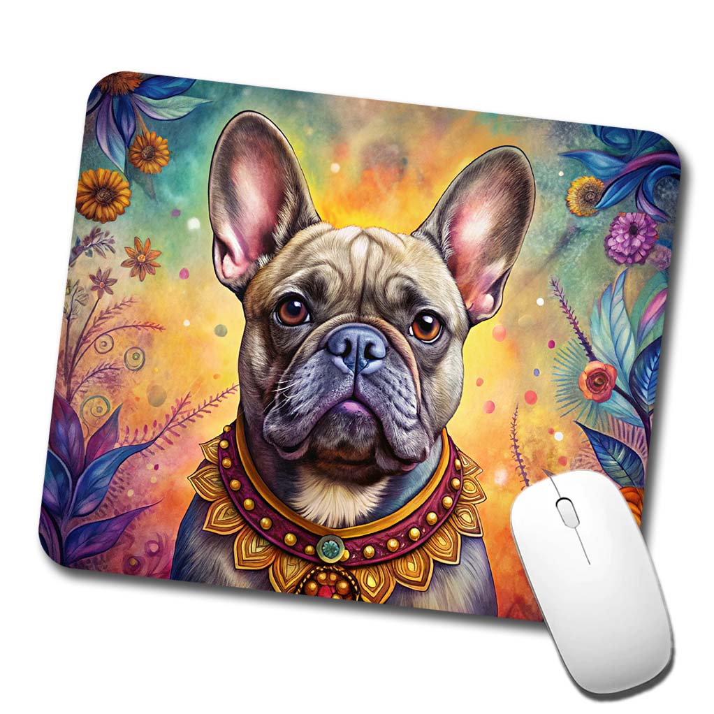 French Bulldog Frenchie Dog Bohemian Art Low Profile Mouse Pad Mat