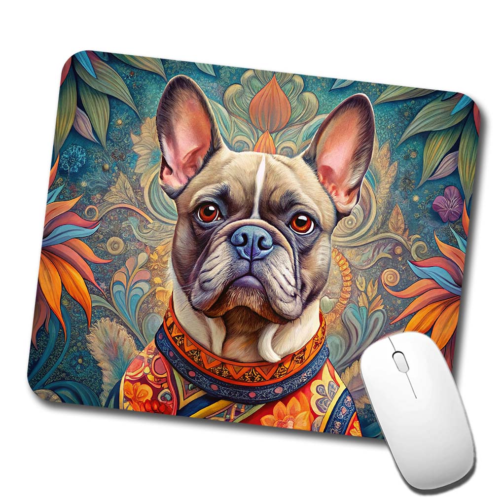 French Bulldog Frenchie Dog French Bohemian Art Low Profile Mouse Pad Mat