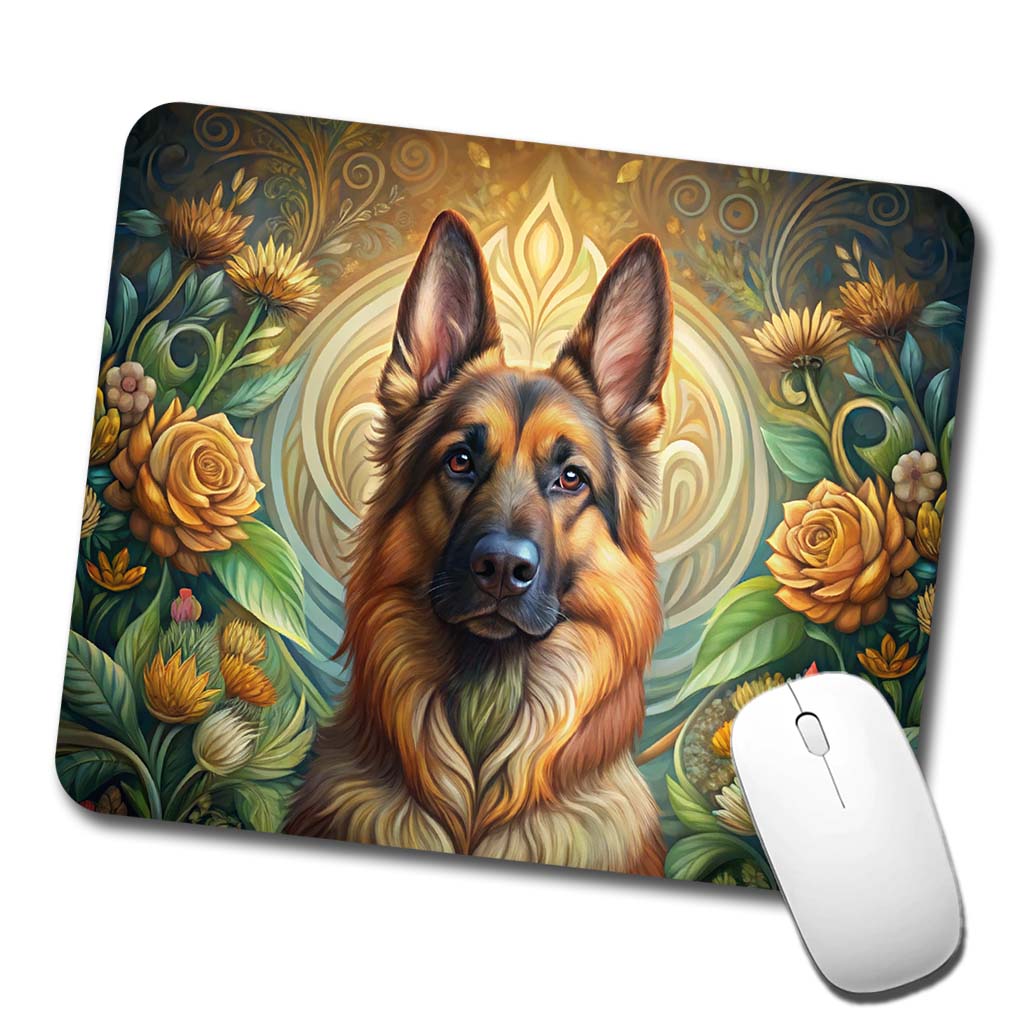 German Shepherd Dog Art Nouveau Low Profile Mouse Pad Mat
