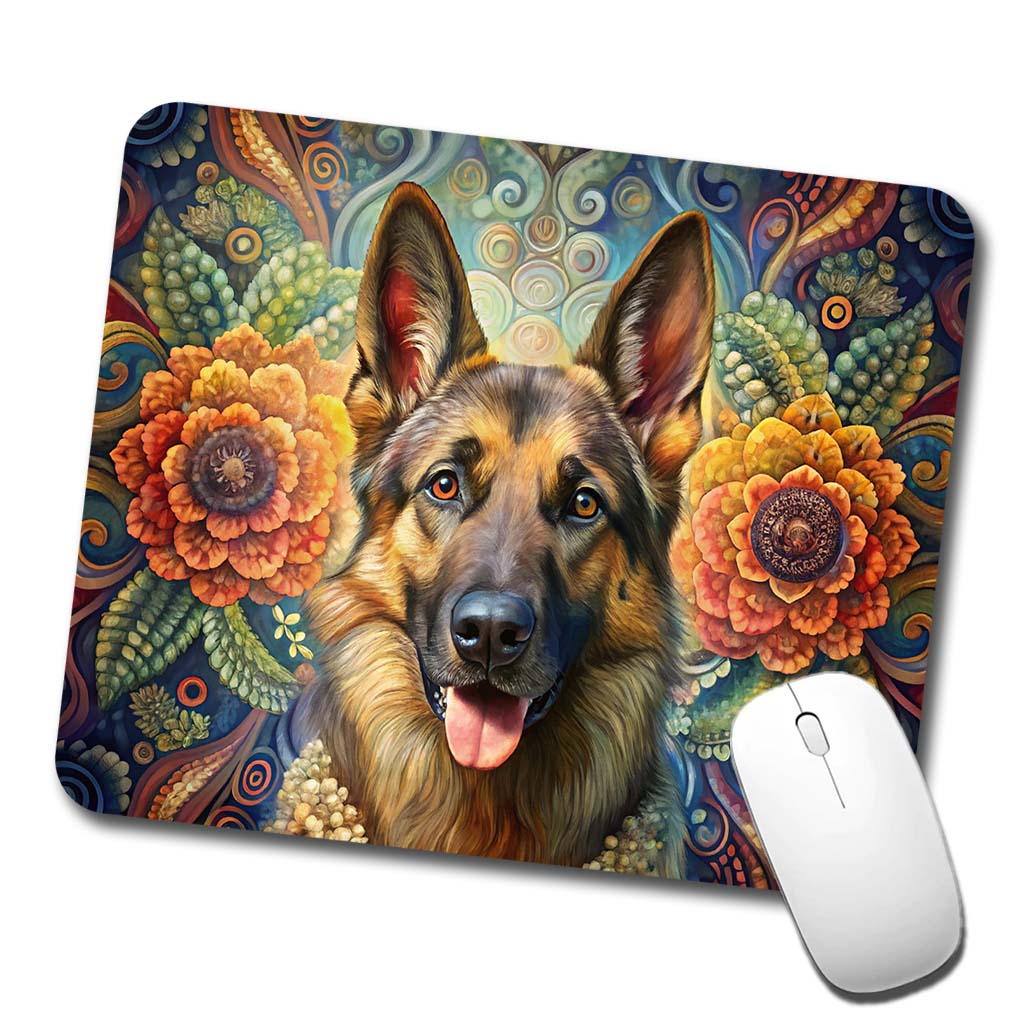 German Shepherd Dog Bohemian Art Low Profile Mouse Pad Mat