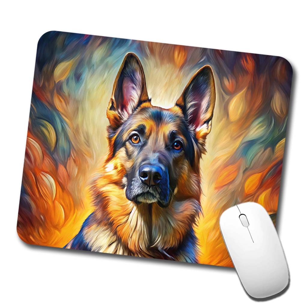 German Shepherd Dog Expressionism Art Low Profile Mouse Pad Mat