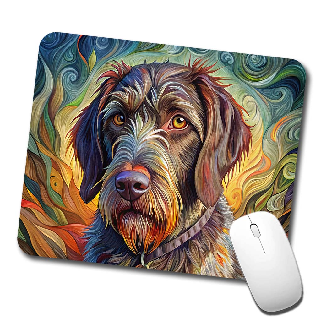 German Wirehaired Pointer Dog Abstract Art Low Profile Mouse Pad Mat