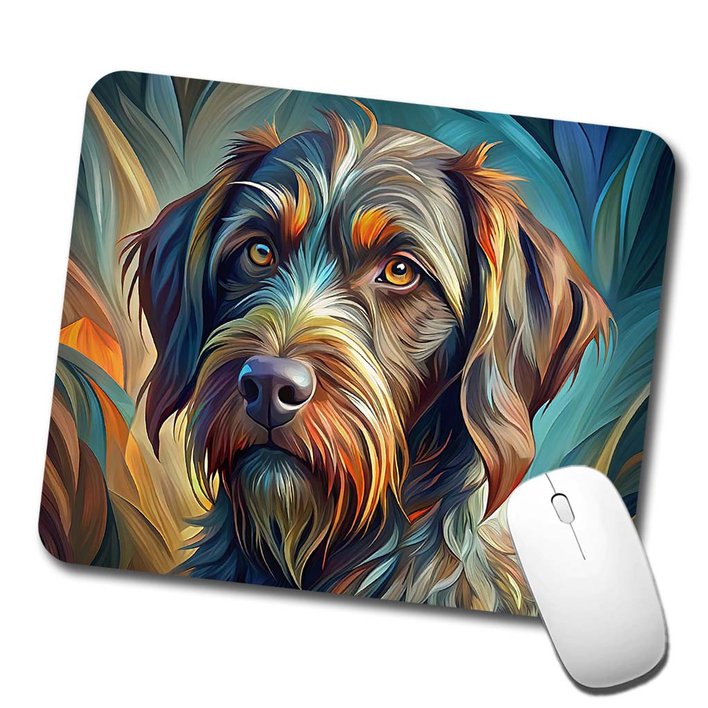 German Wirehaired Pointer Dog Abstract Stylized Art Low Profile Mouse Pad Mat