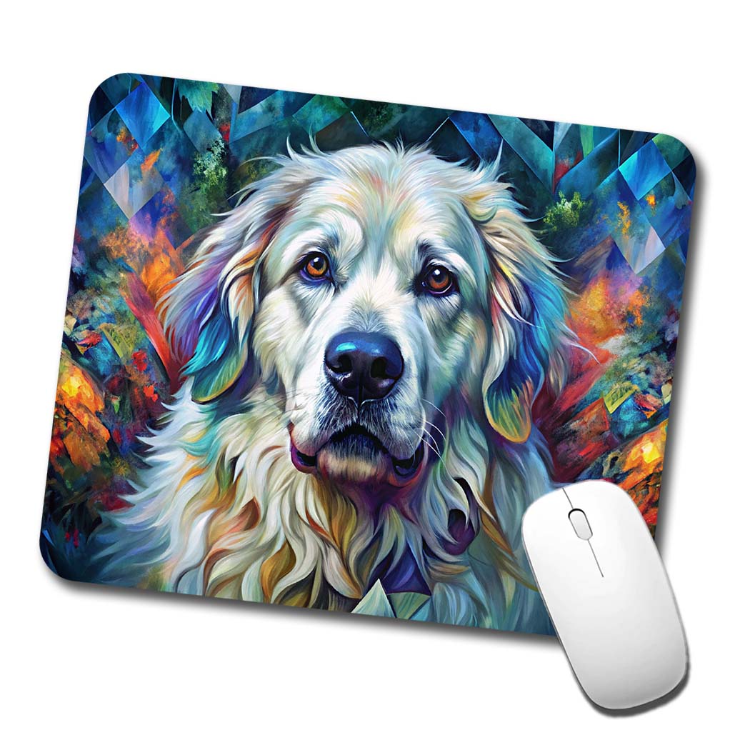 Great Pyrenees Dog Abstract Art Low Profile Mouse Pad Mat