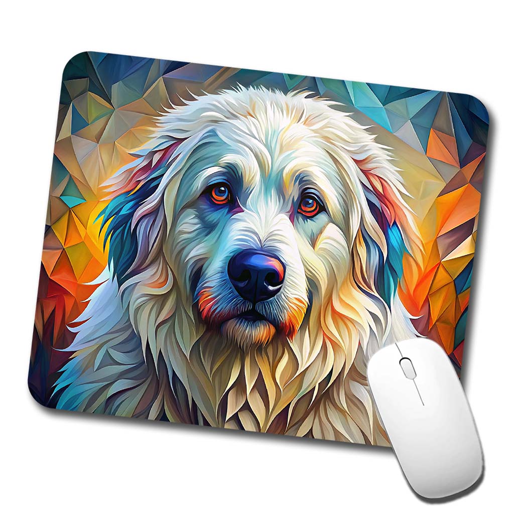 Great Pyrenees Dog Abstract Stylized Art Low Profile Mouse Pad Mat