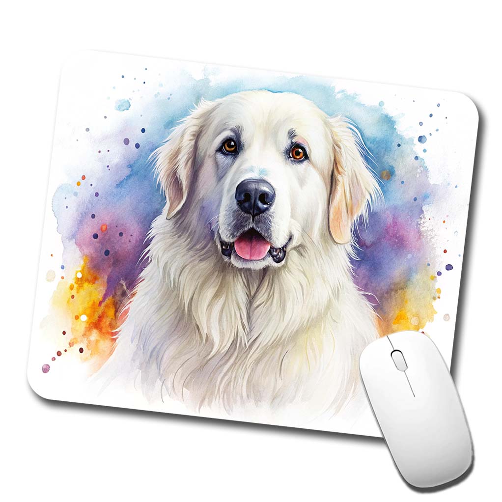 Great Pyrenees Dog Watercolor Style Low Profile Mouse Pad Mat