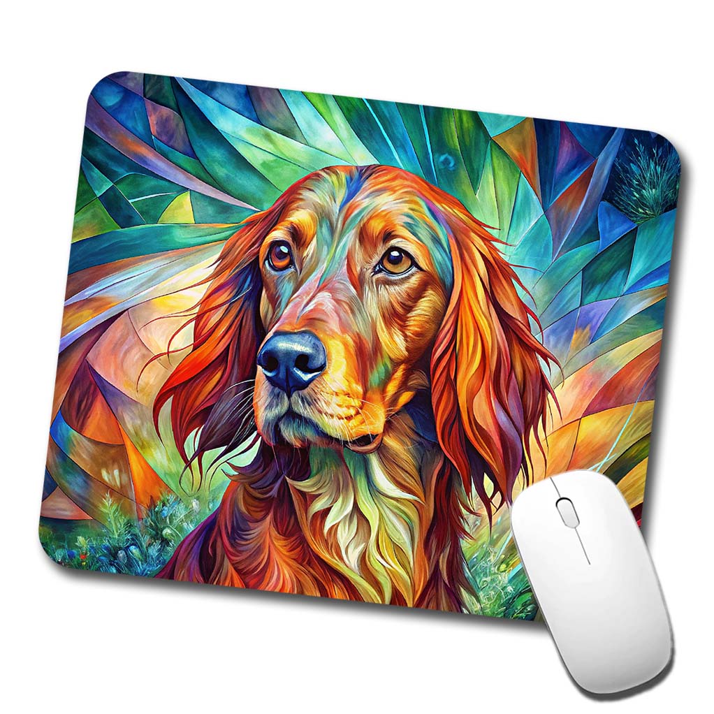 Irish Setter Dog Abstract Art Low Profile Mouse Pad Mat