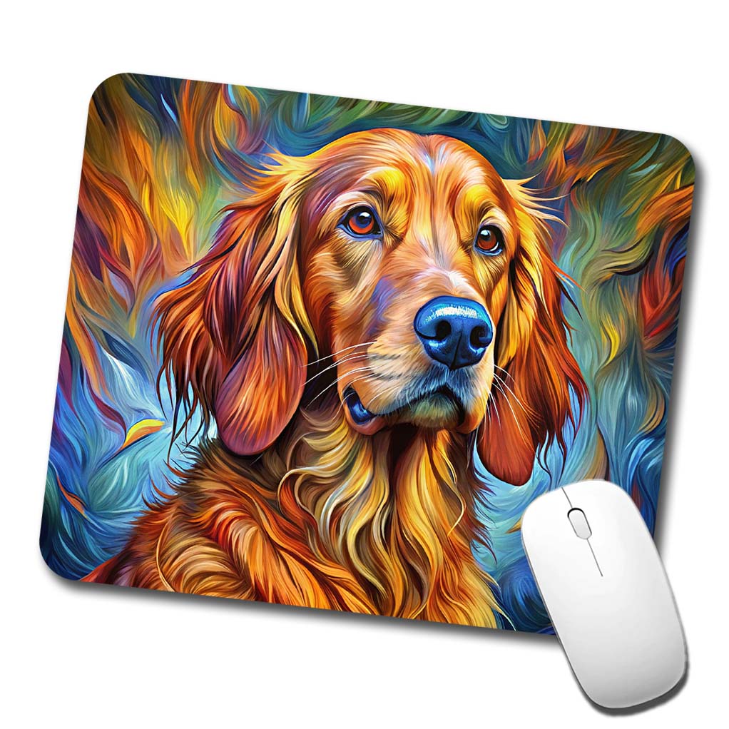 Irish Setter Dog Expressionism Art Low Profile Mouse Pad Mat