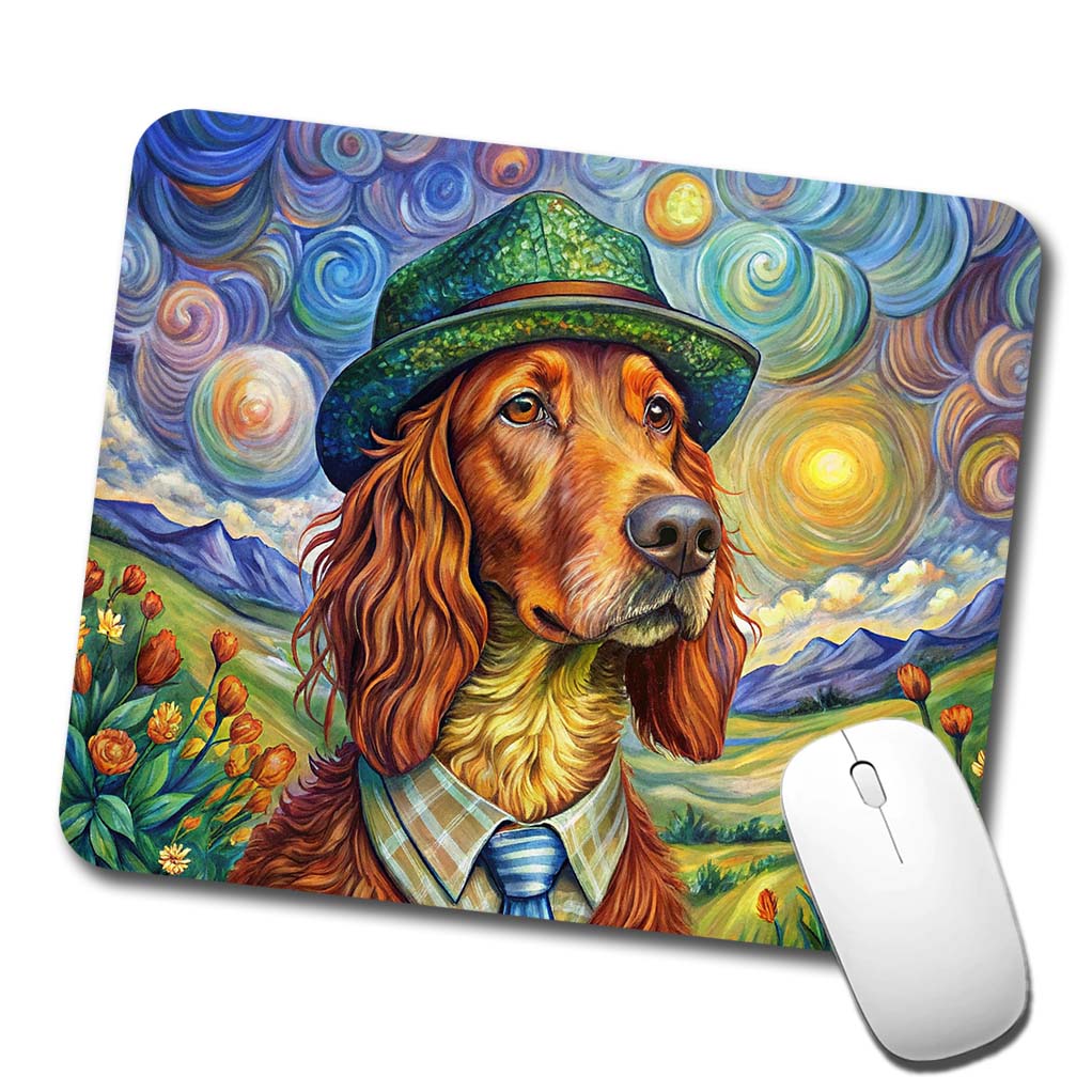 Irish Setter Dog French Bohemian Art Low Profile Mouse Pad Mat