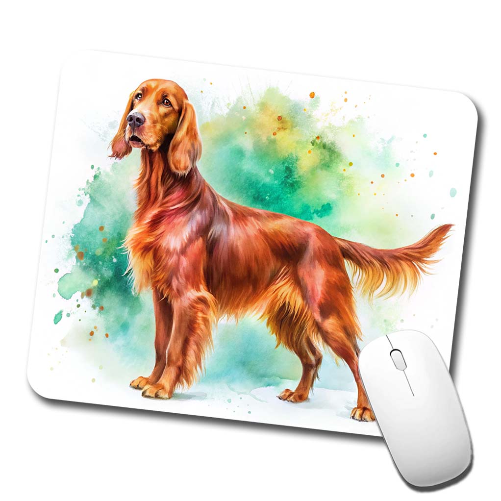Irish Setter Dog Watercolor Style Low Profile Mouse Pad Mat