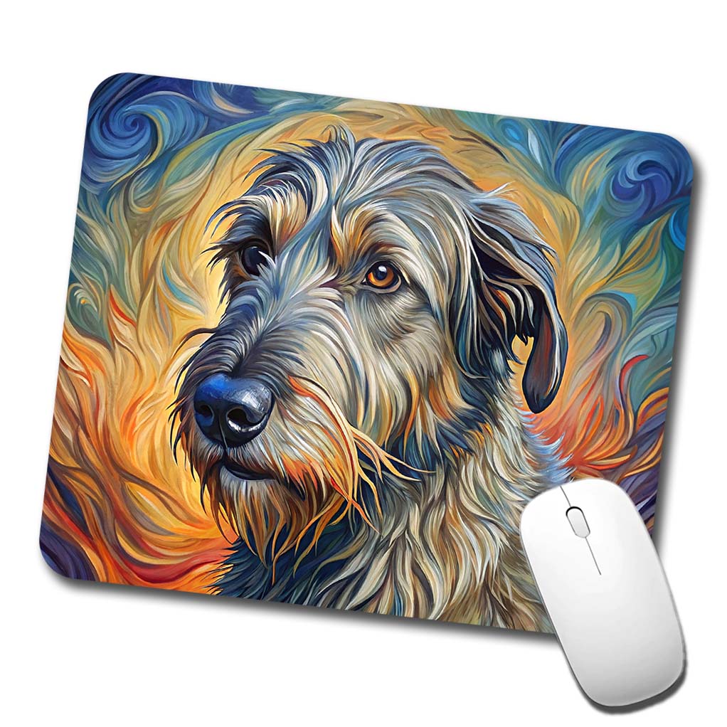 Irish Wolfhound Dog Expressionism Art Low Profile Mouse Pad Mat
