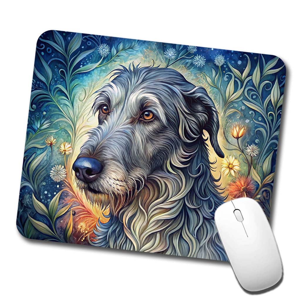 Irish Wolfhound Dog French Bohemian Art Low Profile Mouse Pad Mat